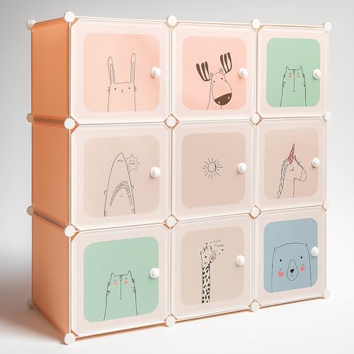 SPRINGOS Modulare Kinderschrank für Kleidung Spielzeug 9X Bunte Organisation für das Kinderzimmer von SPRINGOS
