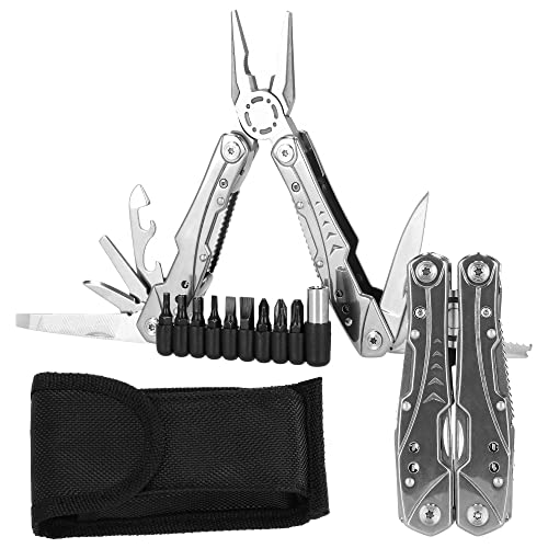 SPRINGOS Multitool Taschenwerkzeug Multifunktionswerkzeug 21 in 1 Allzweckzange mit Flaschenöffner Schraubenzieher Säge Multi Tool für Camping in Etui von SPRINGOS