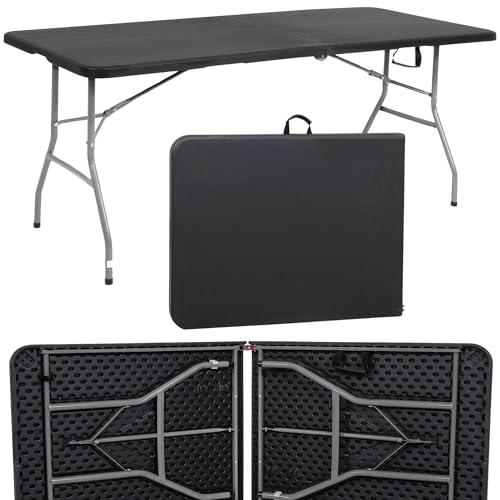 SPRINGOS Klappbarer Partytisch 180x75 cm – Banketttisch mit Tragegriff, Stabiler Gartentisch für 6 Personen, Outdoor-Tisch aus HDPE & Metall, Camping- & Picknicktisch von SPRINGOS