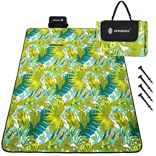 SPRINGOS Picknickdecke 150 x 200 cm Sitzunterlage Sitzmatte Gartendecke Alufolie Bodenanker von SPRINGOS