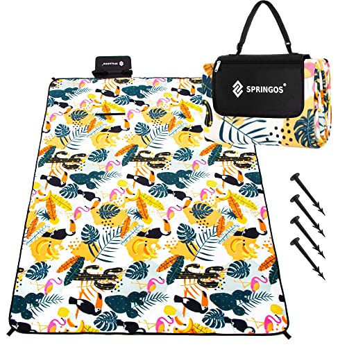 SPRINGOS Picknickdecke 150 x 200 cm Sitzunterlage Sitzmatte Gartendecke Alufolie Bodenanker von SPRINGOS