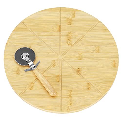 SPRINGOS Pizza-Set Pizzateller Servierteller 33 cm mit Pizzaschneider 8-facher Einteilung zum einfachen Schneiden 33 x 33 x 1,5 cm von SPRINGOS