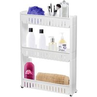SPRINGOS Rollwagen Mobilregal 3 Ablagen Baderegal Standregal Ständer Waschmaschinenregal Badezimmer Bad WC Allzweck Regal 70 x 54 x 12,5 cm weiß von SPRINGOS