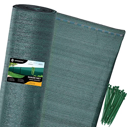 SPRINGOS Schattiernetz B x L: 1,5 x 25 m Zaunblende 65 g/m² Beschattungsnetz inkl. 100 Stück Kabelbinder von SPRINGOS
