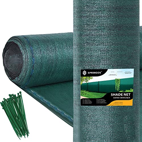 SPRINGOS Schattiernetz Beschattungsnetz 1,5 x 10 m 185 g/m² Zaunblende inkl. 50 Stück Kabelbinder von SPRINGOS