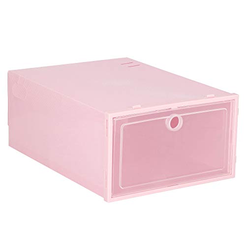 SPRINGOS Schuhbox Schuhkasten Schuhfach Box Schuhkarton DIY Schuhschachtel Schubladenbox Regalfächer Frontbox mit Frontdeckel 12,5 x 21,5 x 31 cm (HxBxT) Allzweckbox (Rosa) von SPRINGOS