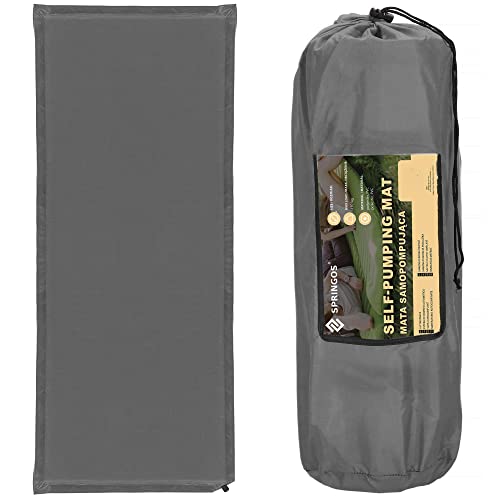 SPRINGOS Selbstaufblasende Isomatte für eine Person mit 1 Ventil 50 x 180 cm Liegefläche mit Komfortschaumkern Trekkingmatte Matte für Zelt Strand Festival Garten Campingbett von SPRINGOS