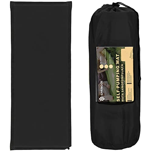 SPRINGOS Selbstaufblasende Isomatte für eine Person mit 1 Ventil 50 x 180 cm Liegefläche mit Komfortschaumkern Trekkingmatte Matte für Zelt Strand Festival Garten Campingbett von SPRINGOS