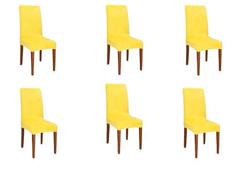 SPRINGOS Stuhlhussen Stuhlbezüge kurz Velours Stuhlschutz 6 Stück von SPRINGOS