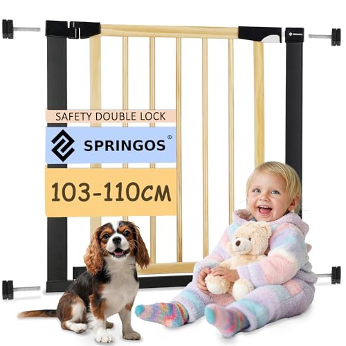 SPRINGOS Tür- und Treppenschutzgitter m. Verlängerung Spannsystem 103-110 cm von SPRINGOS
