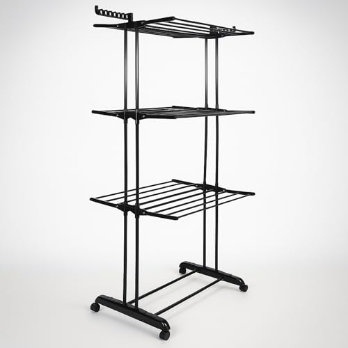 SPRINGOS Vertikaler Wäschetrockner ausklappbar mit 3 Ebenen und 24 Stangen – große Trockeneistung, ergonomisches Design, 17 m Trocknungsfläche von SPRINGOS