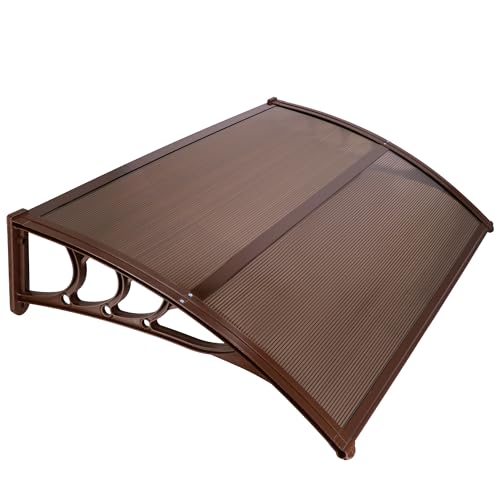 SPRINGOS Vordach für Haustür Gebogene Haustürüberdachung 120 x 75 x 23 cm Schutzdach Aluminium Polycarbonat von SPRINGOS