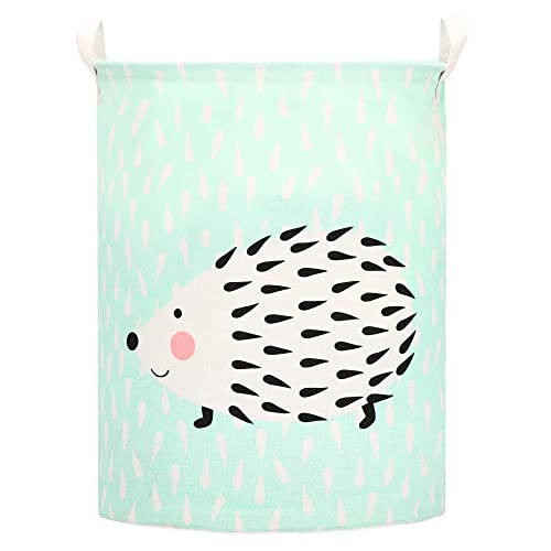 SPRINGOS Wäschesammler Wäschetruhe mit Henkel 35 x 45 cm Runder Wäschesack mit Igel Aufdruck von SPRINGOS