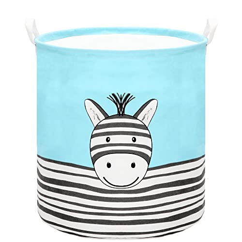 SPRINGOS Wäschesammler Wäschetruhe mit Henkel 40 x 50 cm Runder Wäschesack Zebra Aufdruck von SPRINGOS