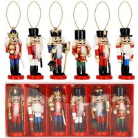 SPRINGOS Weihnachten Weihnachtsbaumanhänger Nussknacker Ornament Holzfigur 6 Stück 8 cm Christbaumschmuck von SPRINGOS
