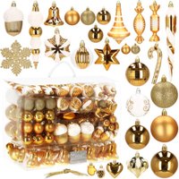 SPRINGOS Weihnachtsbaumkugeln 155 Stk. Goldfarben Kunststoff Weihnachtsschmuck Weihnachten Tannenbaum Adventskranz von SPRINGOS
