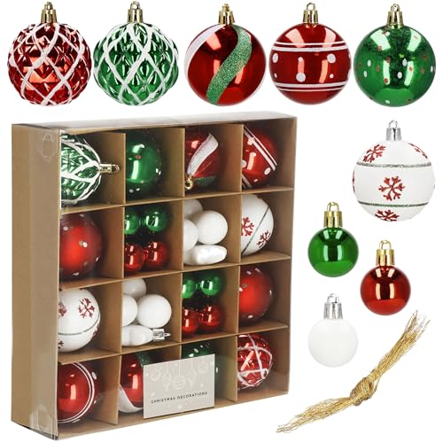 SPRINGOS Weihnachtsbaumkugeln 42-teiliges Set Kunststoffkugeln Weihnachtsbaum von SPRINGOS