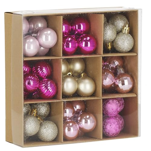 SPRINGOS Weihnachtsbaumkugeln Hochglanz Glitter Durchmesser 3 cm 54 Stück Christbaumkugeln Weihnachtsbaumschmuck von SPRINGOS