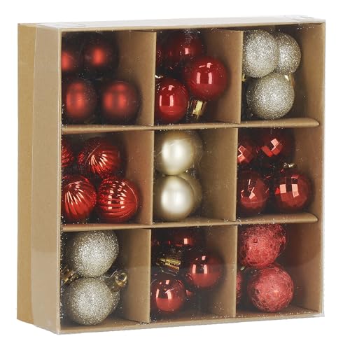 SPRINGOS Weihnachtsbaumkugeln Hochglanz Glitter Durchmesser 3 cm 54 Stück Christbaumkugeln Weihnachtsbaumschmuck von SPRINGOS
