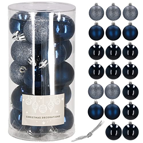 SPRINGOS Weihnachtsbaumkugeln-Set 20 Stück dunkelblaue Kugeln aus Kunststoff Glitter matt glänzend Weihnachtsbaumschmuck Dekoration für Weihnachten Party Hochzeiten von SPRINGOS