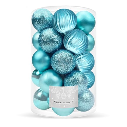 SPRINGOS Weihnachtsbaumkugeln aus Kunststoff 30-teiliges Weihnachtskugeln-Set Durchmesser 8 cm blau Dekoration für Weihnachten Party Hochzeit von SPRINGOS