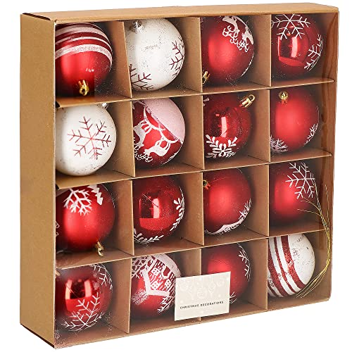 SPRINGOS Weihnachtsbaumkugeln rotes Design Wintermotive 16 Stück Tannenbaumschmuck 16-teiliges Set Tannenbaumschmuck von SPRINGOS