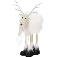 SPRINGOS Weihnachtsfigur Dekofigur Rentier Geweih mit LED-Leuchten Hirsch 48 cm Winterdeko von SPRINGOS
