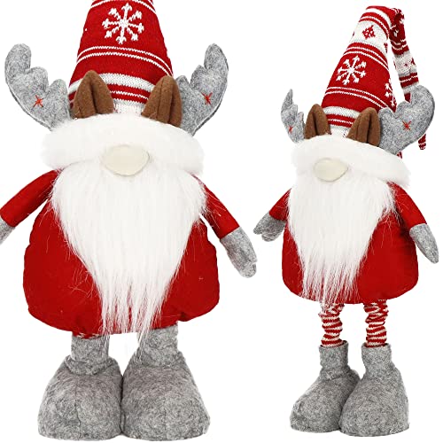 SPRINGOS Weihnachtsfigur Wichtel Weihnachtszwerg Nordischer Gnom Dekofigur höhenverstellbar 60-80 cm von SPRINGOS