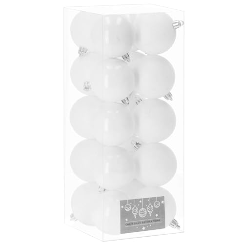 SPRINGOS Weihnachtskugel 20 Stück Set Weiß bruchsicher Glitzer Weihnachtsdekoration Weihnachtsbaum von SPRINGOS