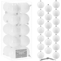 SPRINGOS Weihnachtskugel 20 Stück Set Weiß bruchsicher Glitzer Weihnachtsdekoration Weihnachtsbaum von SPRINGOS