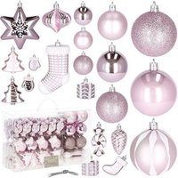 SPRINGOS Weihnachtskugeln 77 Stk, Rosa, bruchsicher, Baumschmuck, Weihnachten, Weihnachtsbaum-Arrangement, Stilvoll SPRINGOS Weihnachtskugeln 77 Stk, Rosa, bruchsicher, Baumschmuck, Weihnachten, Weihnachtsbaum-Arrangement, Stilvoll von SPRINGOS