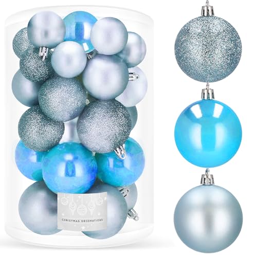 SPRINGOS Weihnachtskugeln Kunststoff Bruchsicher Glitzer Matt Glanz 30 Stück von SPRINGOS