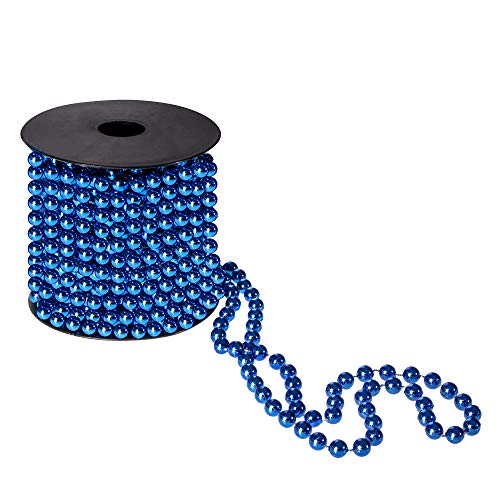 SPRINGOS Weihnachtsschmuck Perlenband 10 m Perlengirlande Perlenkette Kunstperlen Ø 8 mm Weihnachtsgirlande (Blau) von SPRINGOS