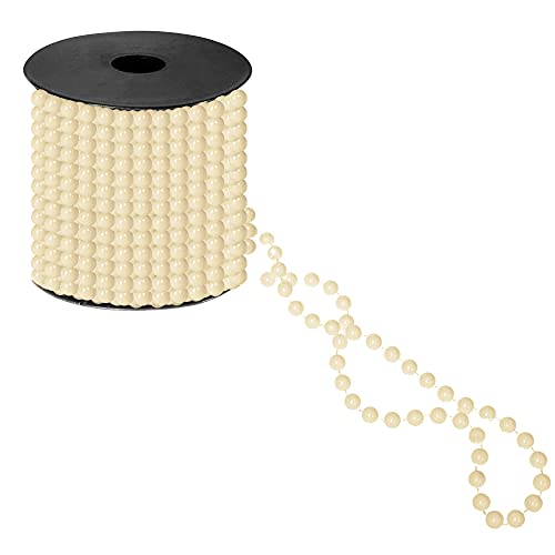 SPRINGOS Weihnachtsschmuck Perlenband 10 m Perlengirlande Perlenkette Kunstperlen Ø 8 mm Weihnachtsgirlande (Creme) von SPRINGOS