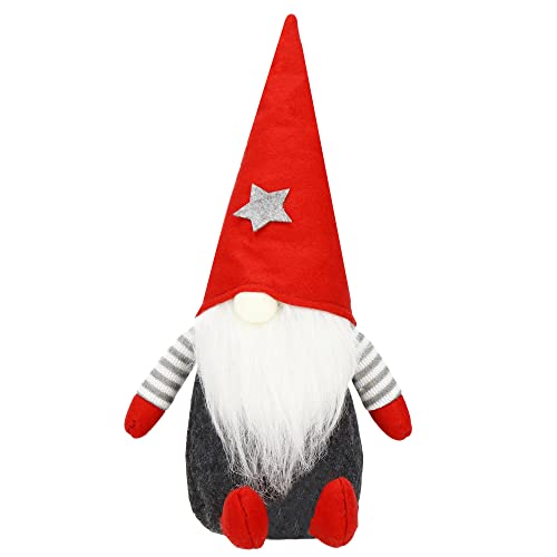 SPRINGOS Weihnachtszwerg 26 cm rot-grau niedlich Wichtel skandinavischer Zwerg GNOME Figur Weihnachtsdekoration von SPRINGOS