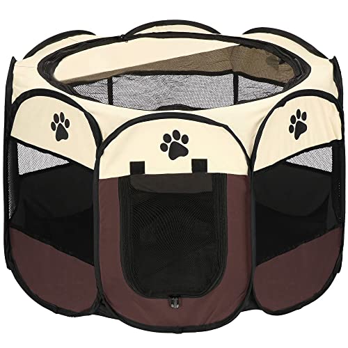 SPRINGOS Welpengehege mit Boden Welpenauslauf Faltbar Hunde Katzen Frettchen B x L x H: 81 x 81 x 60 cm für die Wohnung Hundeauslauf Hundebox Haustierkäfig von SPRINGOS