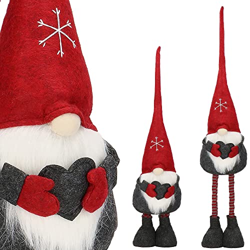 SPRINGOS Wichtel Weihnachtszwerg GNOME höhenverstellbar 60-80 cm Dekofigur mit Herz Teleskopbeine von SPRINGOS