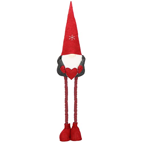 SPRINGOS Wichtel mit rotem Herz Weihnachtszwerg Deko-Figur 75-120 cm Teleskopbeine Höhenverstellbar von SPRINGOS