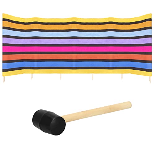 SPRINGOS Windschutz Sichtschutz inkl. Gummihammer 75 x 600 cm Paravent Strand Streifen-Muster von SPRINGOS