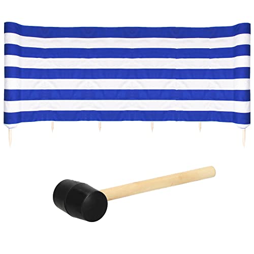 SPRINGOS Windschutz Sichtschutz inkl. Gummihammer 75 x 600 cm Paravent Strand Streifen-Muster von SPRINGOS