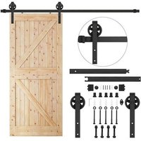 Schiebetürsystem 183 cm Barn Door, Schiene mit dekorativen Beschlägen bis zu 100 kg, schwarz. von SPRINGOS
