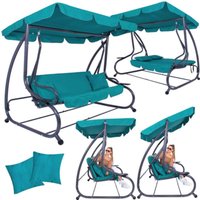 Springos - Garten Schaukel mit Dach, 3-Sitzer, türkis von SPRINGOS