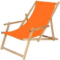 Springos - Holz-Liegestuhl m. Armlehnen Klappbare Gartenliege orange - arancione von SPRINGOS