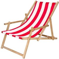 Springos - Holz-Liegestuhl m. Armlehnen Klappbare Gartenliege rot-weiß - multicolore von SPRINGOS