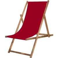 Springos - Holzliege mit imprägniertem Gestell und bordeauxfarbenem Stoff von SPRINGOS