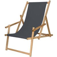 Springos - Klappbarer, imprägnierter Gartenliegestuhl mit Armlehnen in Graphit. von SPRINGOS