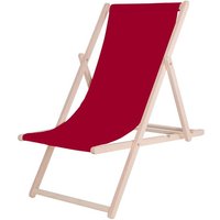 Springos - Klappbarer Strandliegestuhl aus Holz mit bordeauxfarbenem Stoff. von SPRINGOS