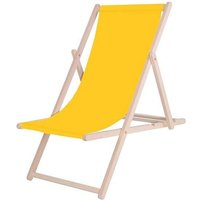 Springos - Klappbarer Strandliegestuhl aus Holz mit gelbem Stoff. - giallo von SPRINGOS