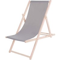 Springos - Klappbarer Strandliegestuhl aus Holz mit grauem Stoff. Springos - Klappbarer Strandliegestuhl aus Holz mit grauem Stoff. von SPRINGOS