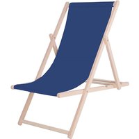 Springos - Klappbarer Strandliegestuhl aus Holz mit marineblauem Stoff. von SPRINGOS